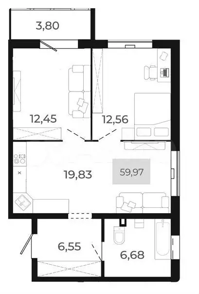 3-к. квартира, 60 м, 2/9 эт. - Фото 0