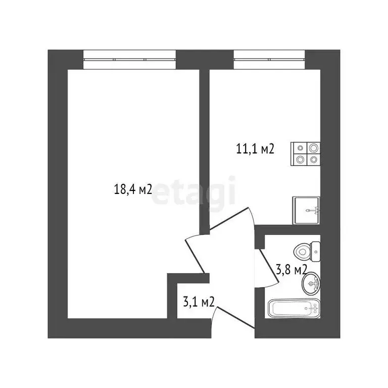 1-комнатная квартира: Севастополь, Лабораторное шоссе, 33к2 (36.7 м) - Фото 1