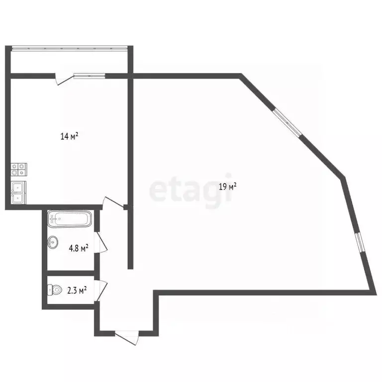 1-к кв. Санкт-Петербург 5-й Предпортовый проезд, 12к1 (41.3 м) - Фото 2