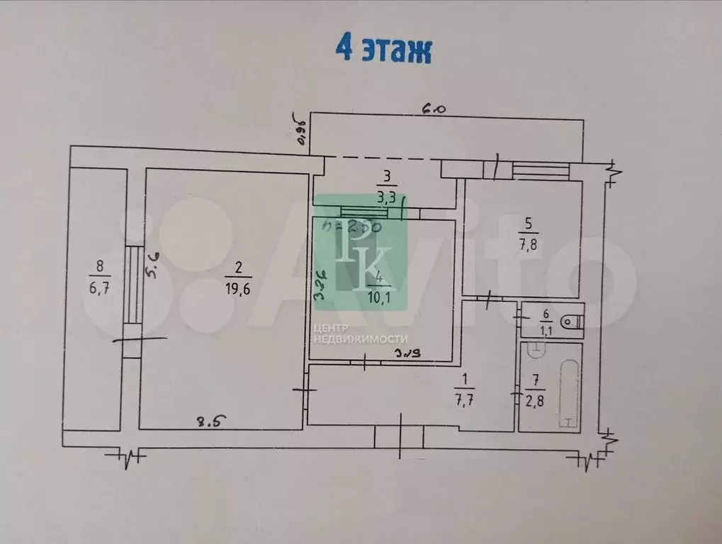 2-к. квартира, 54,5 м, 4/5 эт. - Фото 0