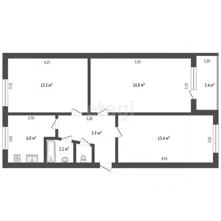 3-к кв. Краснодарский край, Геленджик городской округ, с. Кабардинка ... - Фото 1