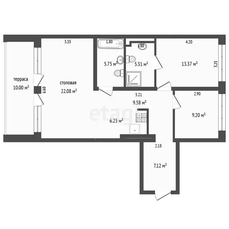 2-комнатная квартира: Тюмень, улица Газовиков, 40 (78.4 м) - Фото 1