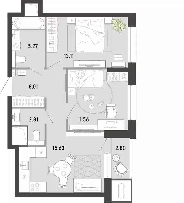 2-к кв. Тульская область, Тула ул. Фридриха Энгельса, 74 (59.19 м) - Фото 1