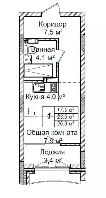 Студия Новосибирская область, Новосибирск ул. Немировича-Данченко, ... - Фото 0