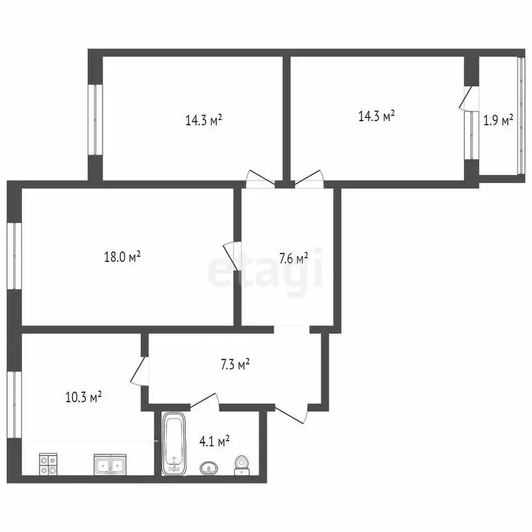 3-комнатная квартира: Москва, Лукинская улица, 7 (74.1 м) - Фото 0