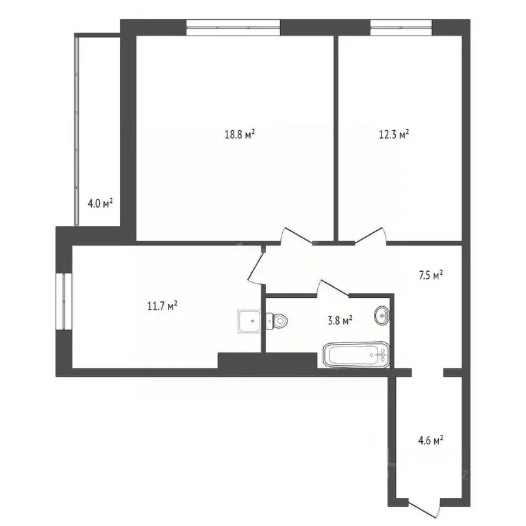 2-к кв. Красноярский край, Красноярск ул. Елены Стасовой, 50В (50.5 м) - Фото 2