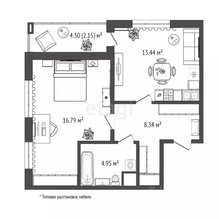 1-к кв. Тюменская область, Тюмень Ямская ул., 159с1/23 (45.6 м) - Фото 1