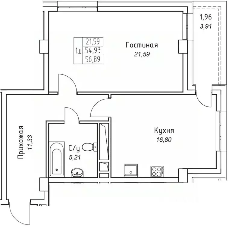 1-к кв. Саха (Якутия), Якутск 11-й кв-л,  (56.89 м) - Фото 1