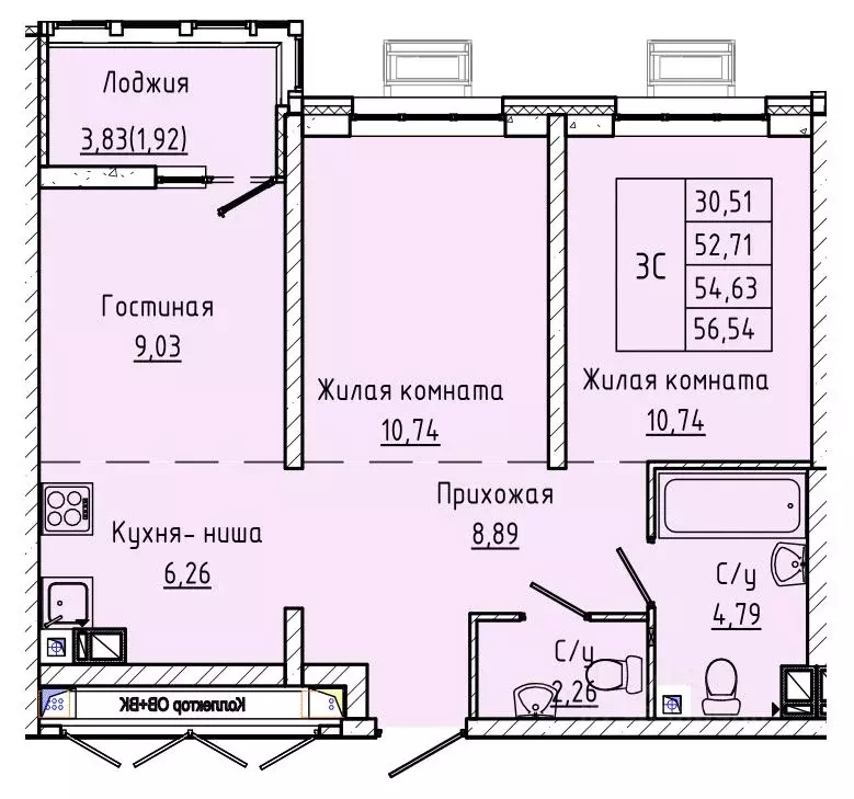 2-к кв. Ростовская область, Ростов-на-Дону ул. Текучева, 370/3 (54.63 ... - Фото 0
