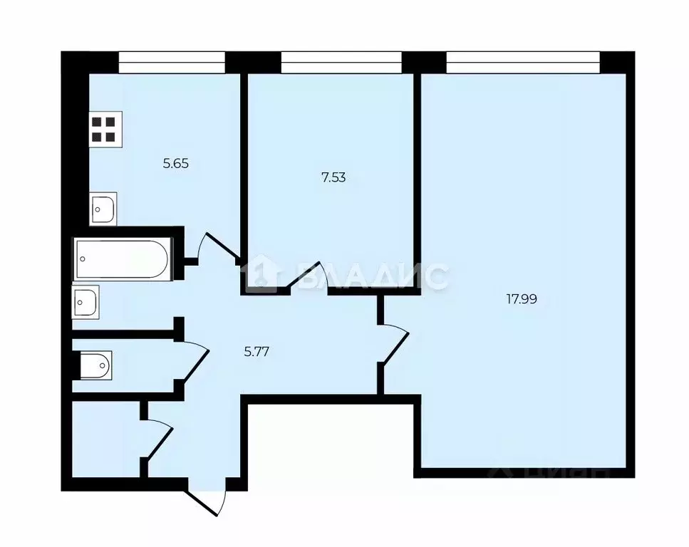 2-к кв. Нижегородская область, Нижний Новгород ул. Бубнова, 8 (41.2 м) - Фото 2