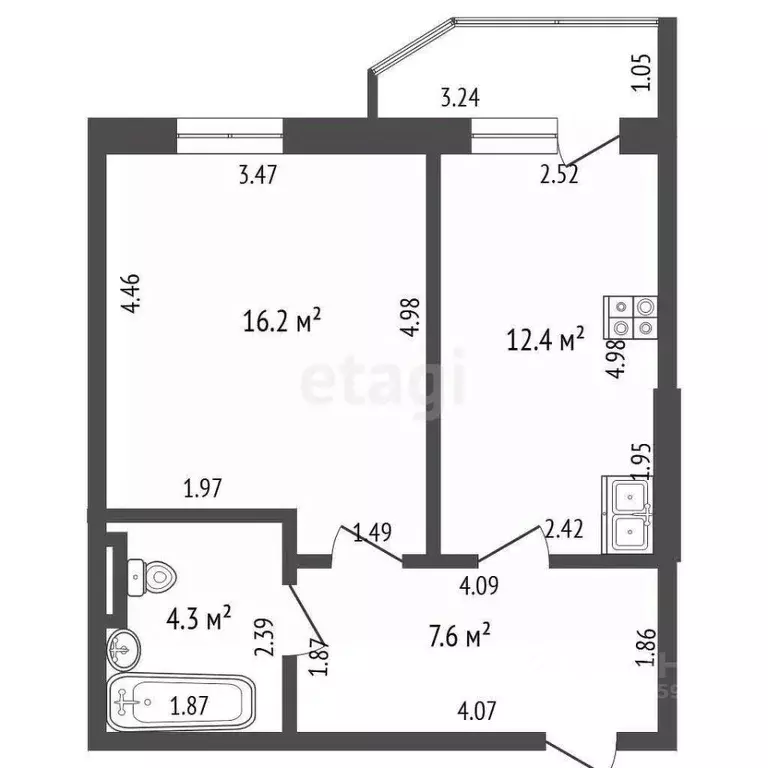1-к кв. Чувашия, Чебоксары просп. Геннадия Айги, 15/10 (40.5 м) - Фото 2