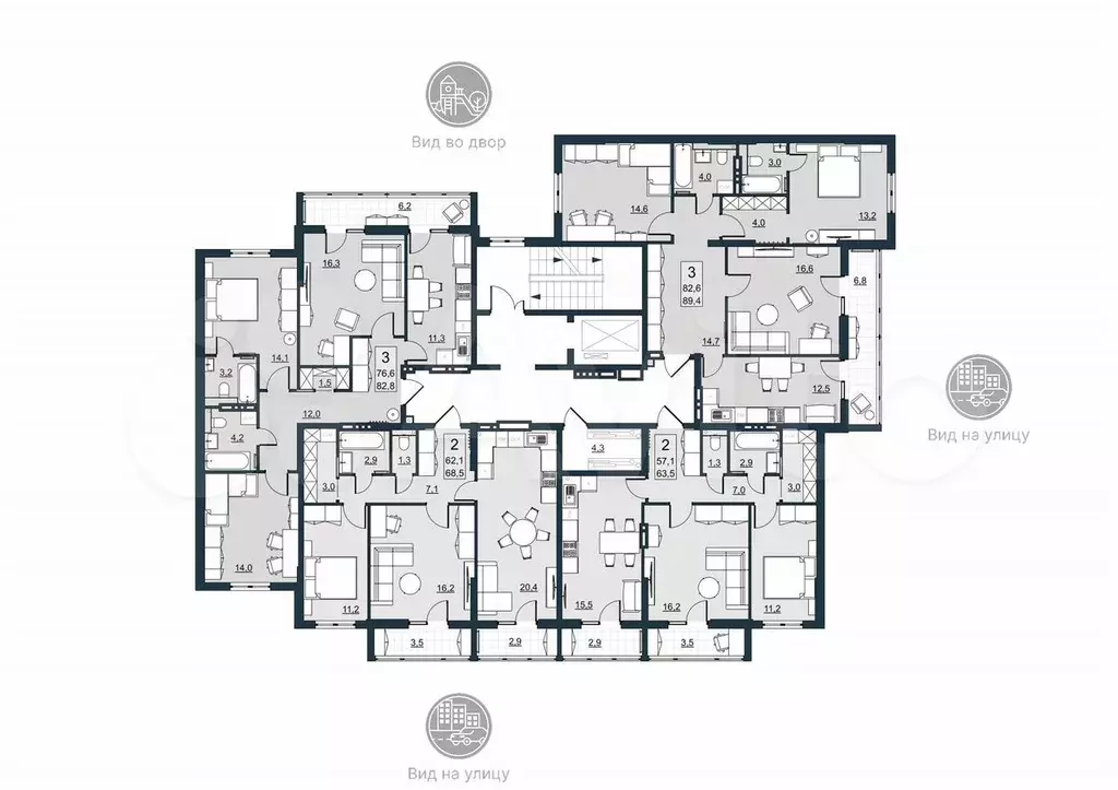 3-к. квартира, 76,6 м, 10/10 эт. - Фото 1