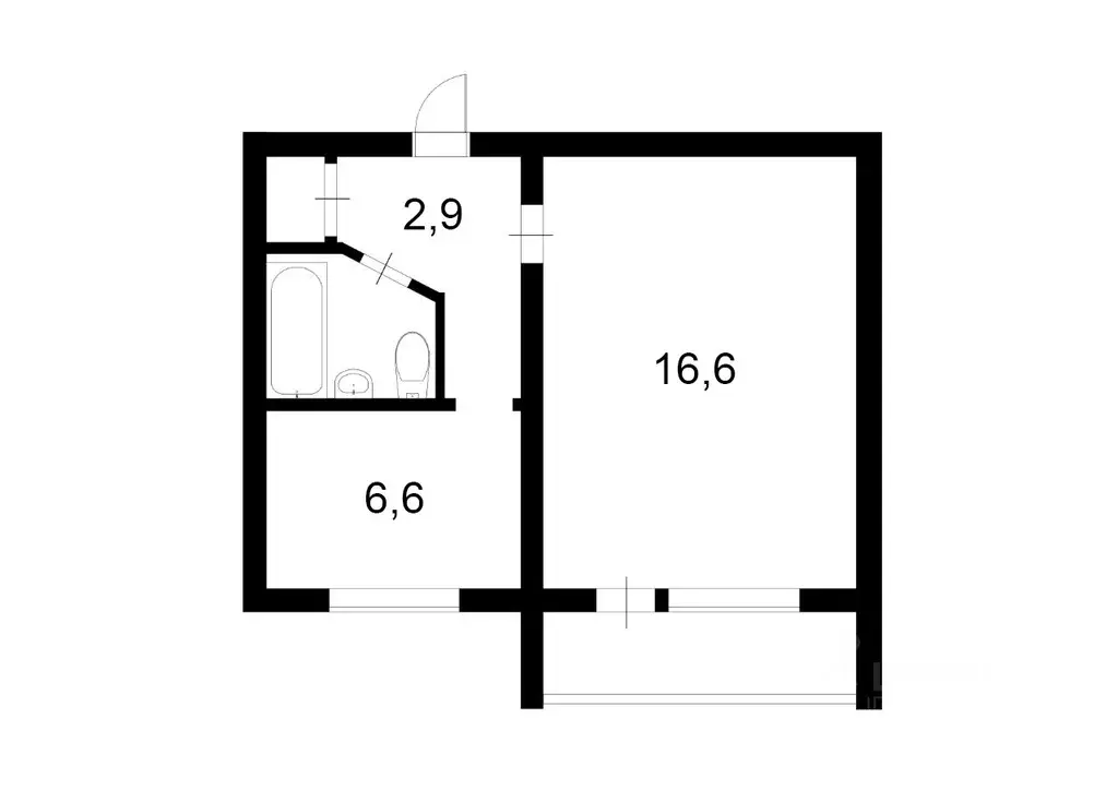 1-к кв. Тюменская область, Тюмень Олимпийская ул., 42 (29.6 м) - Фото 2