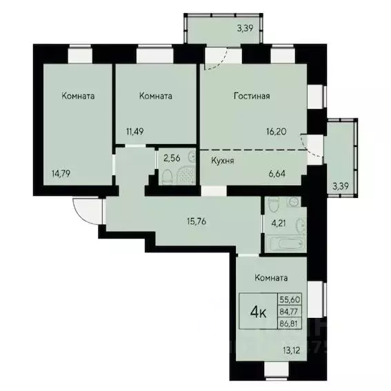 4-к кв. Красноярский край, Красноярск ул. Елены Стасовой, 80 (86.1 м) - Фото 0