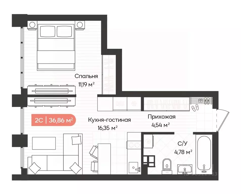 1-к кв. Новосибирская область, Новосибирск Ленинградская ул., 342 ... - Фото 0