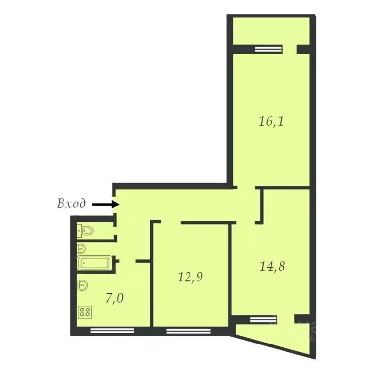 3-к кв. Москва Азовская ул., 4 (62.9 м) - Фото 2