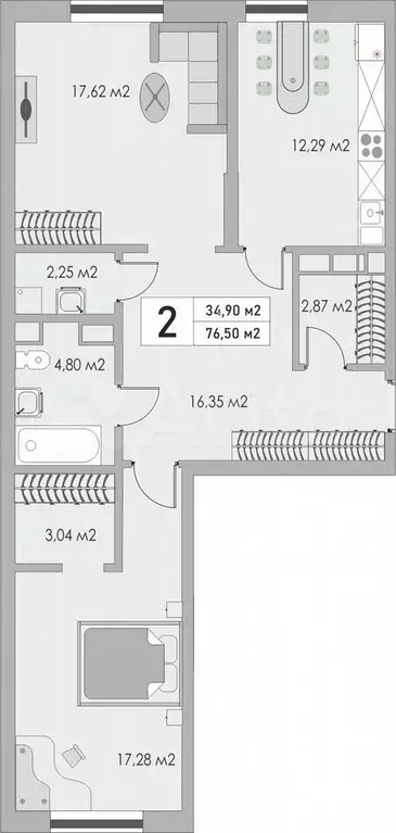 3-к. квартира, 77 м, 3/10 эт. - Фото 0