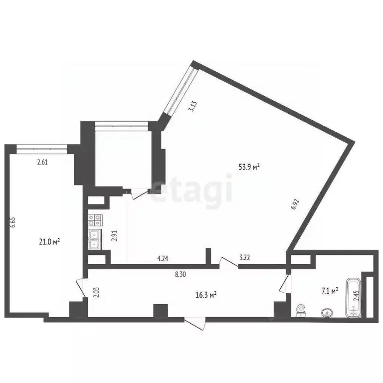 2-к кв. Пермский край, Пермь ул. Чернышевского, 15в (98.3 м) - Фото 2