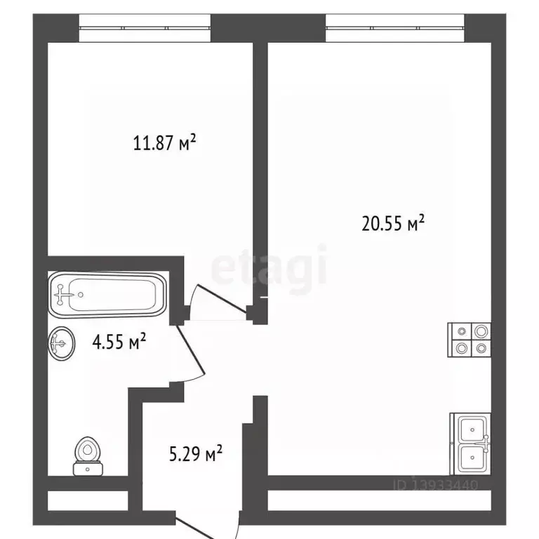 1-к кв. Тюменская область, Тюмень ул. Ивана Чистякова, 5 (41.7 м) - Фото 2