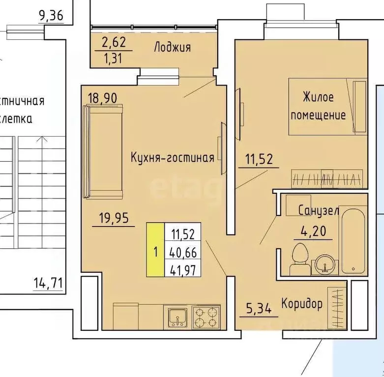 1-к кв. Сахалинская область, Южно-Сахалинск ул. Имени Н.Г. Смирнова, 3 ... - Фото 2
