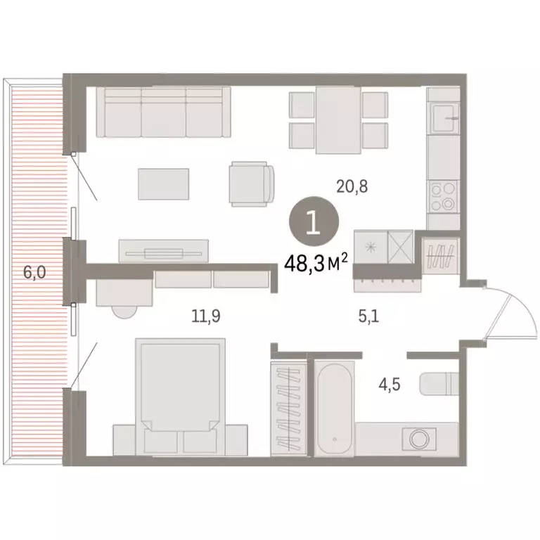 1-комнатная квартира: Курган, жилой район Центральный, ЖК Дом Кино ... - Фото 1