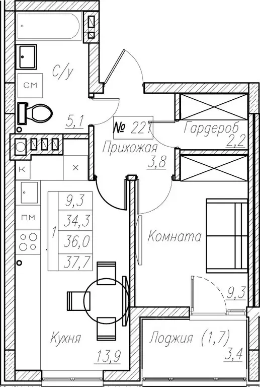 1-к кв. Калининградская область, Пионерский  (36.0 м) - Фото 1