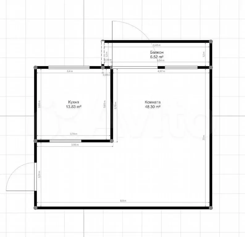 2-к. квартира, 70 м, 6/10 эт. - Фото 0