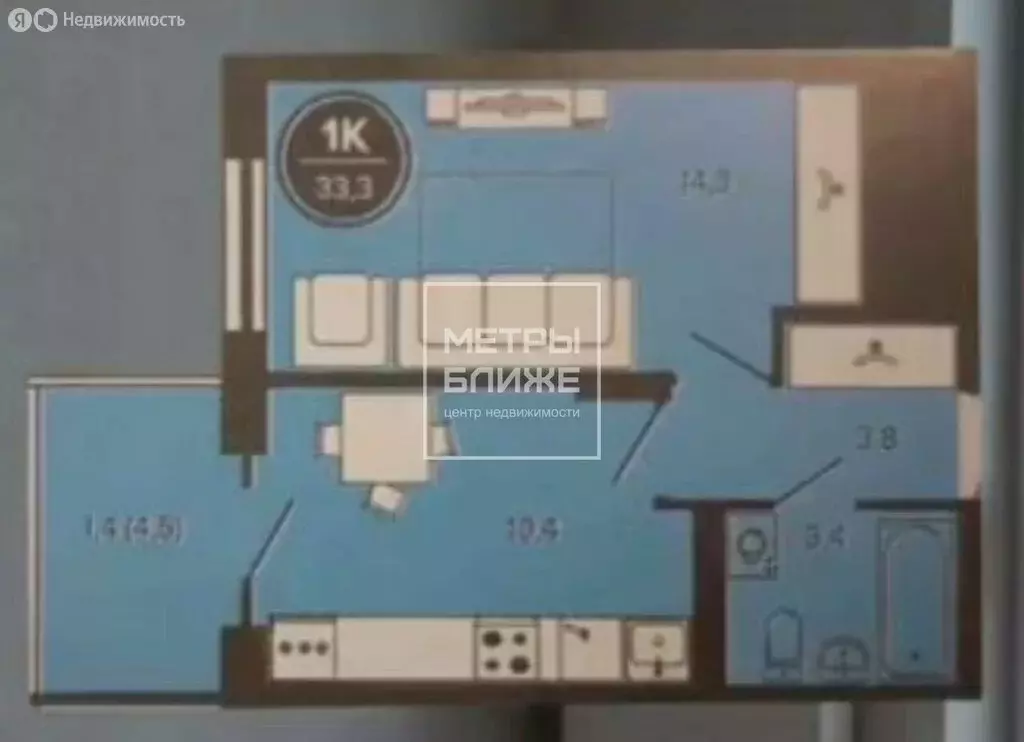 1-комнатная квартира: Пермь, шоссе Космонавтов, 309Ак1 (31.6 м) - Фото 1