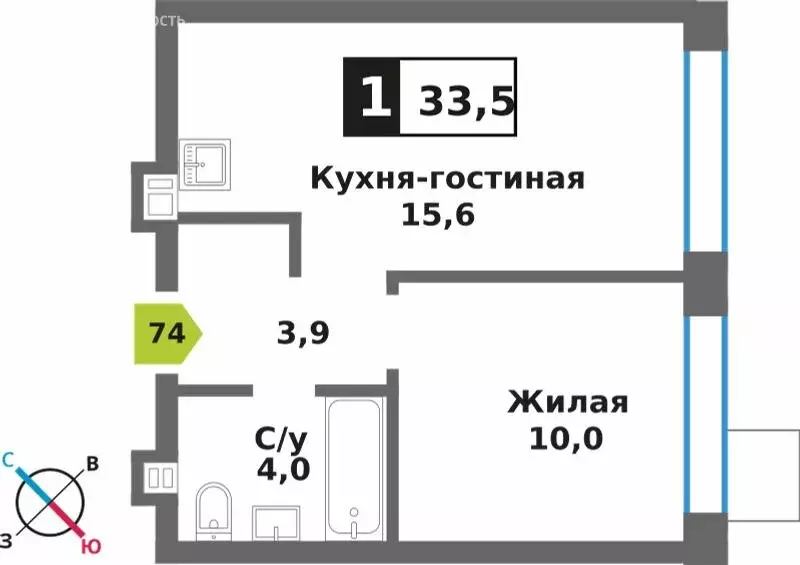 1-комнатная квартира: Светлые Горы, квартал Марьино-Знаменское, жилой ... - Фото 1