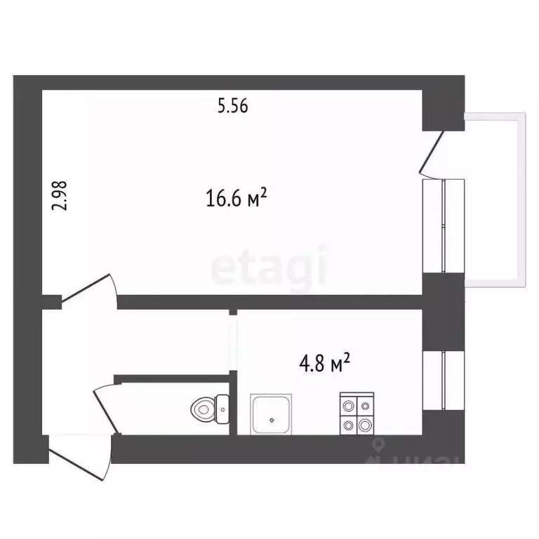 1-к кв. Ярославская область, Тутаев Ярославская ул., 103 (26.0 м) - Фото 1