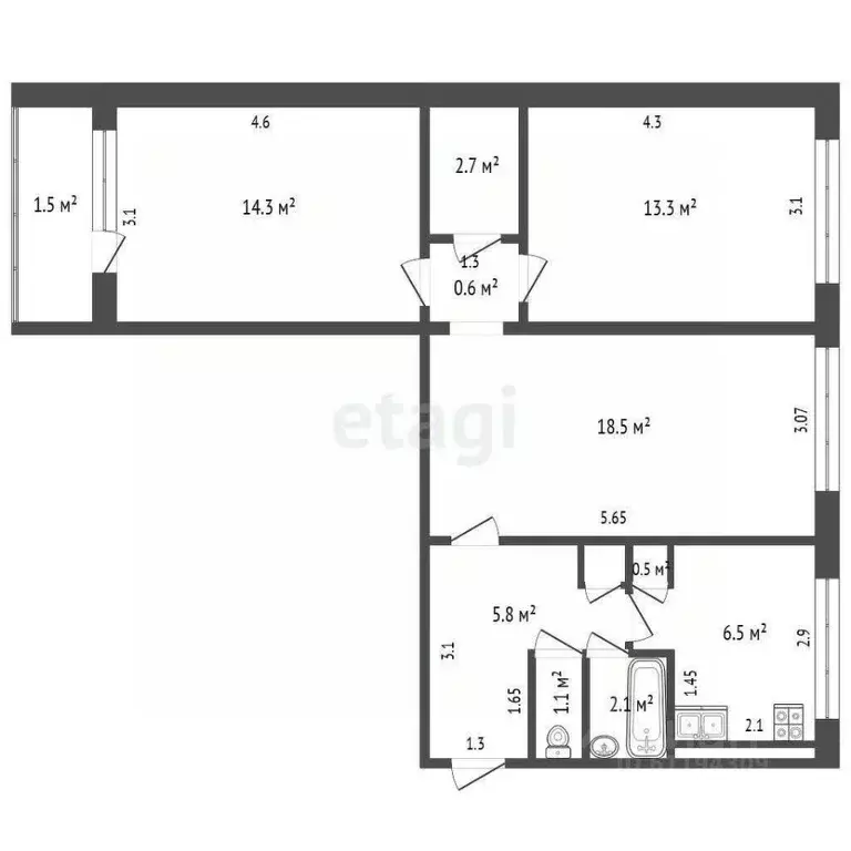 3-к кв. Мордовия, Саранск Серадзская ул., 15 (64.8 м) - Фото 2