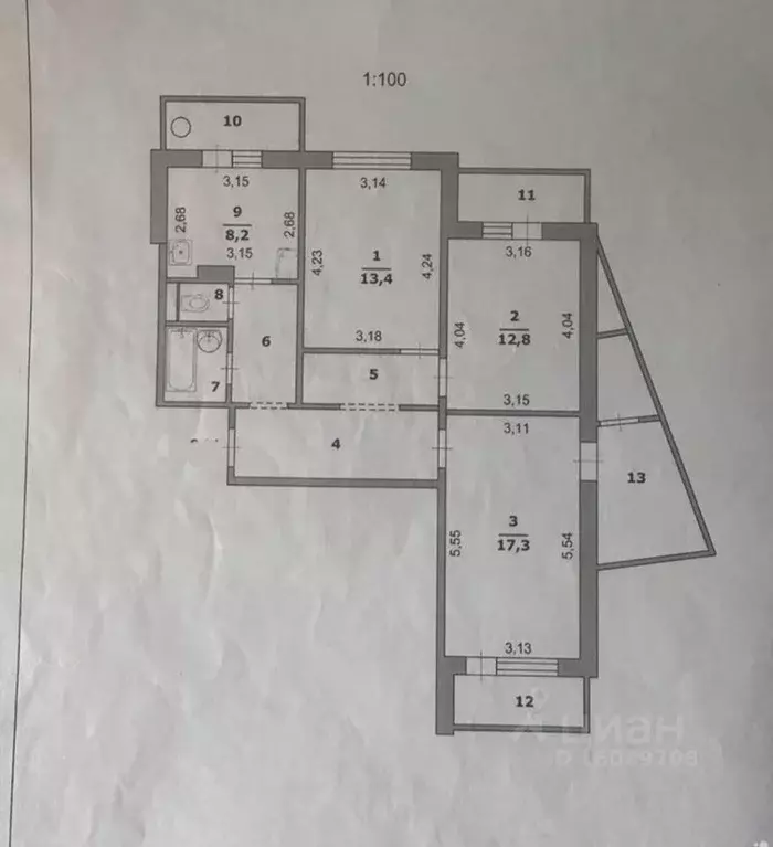 3-к кв. Белгородская область, Белгород ул. Есенина, 54 (83.0 м) - Фото 1