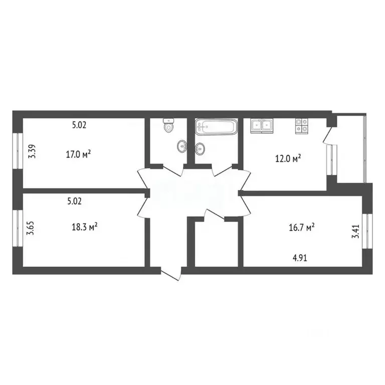 3-к кв. Ярославская область, Ярославль ул. 1-я Веткинская, 3 (86.4 м) - Фото 1