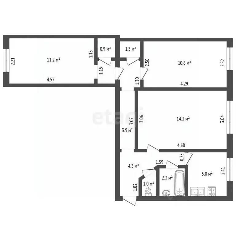 3-к кв. Санкт-Петербург Новоизмайловский просп., 42К2 (55.0 м) - Фото 2