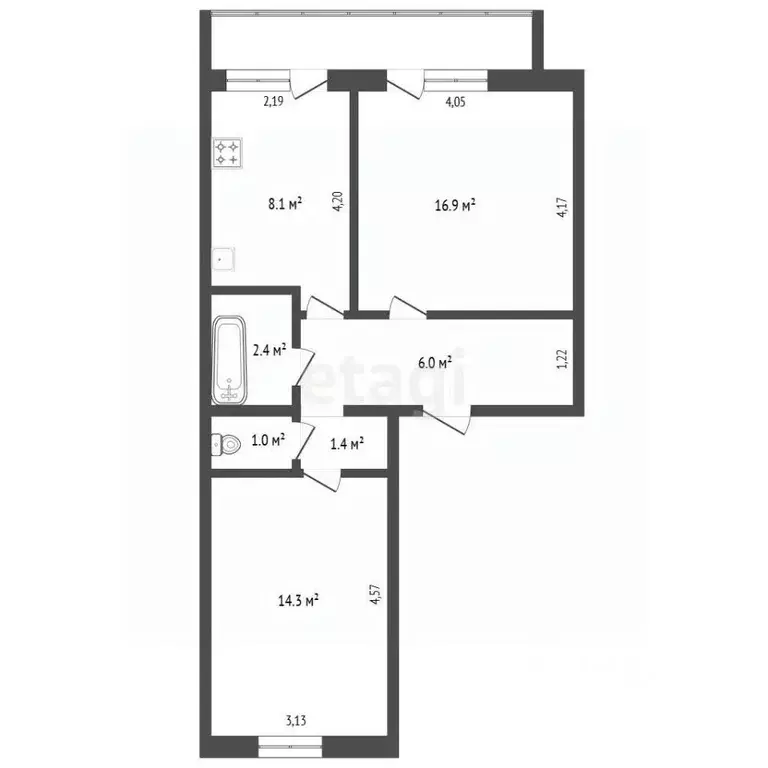 2-к кв. Амурская область, с. Ивановка ул. Торговая, 21 (52.2 м) - Фото 2