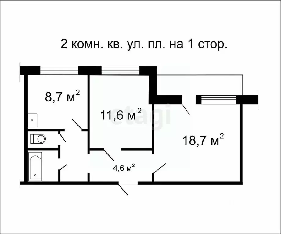 2-к кв. Челябинская область, Чебаркуль ул. Каширина, 39 (50.5 м) - Фото 2