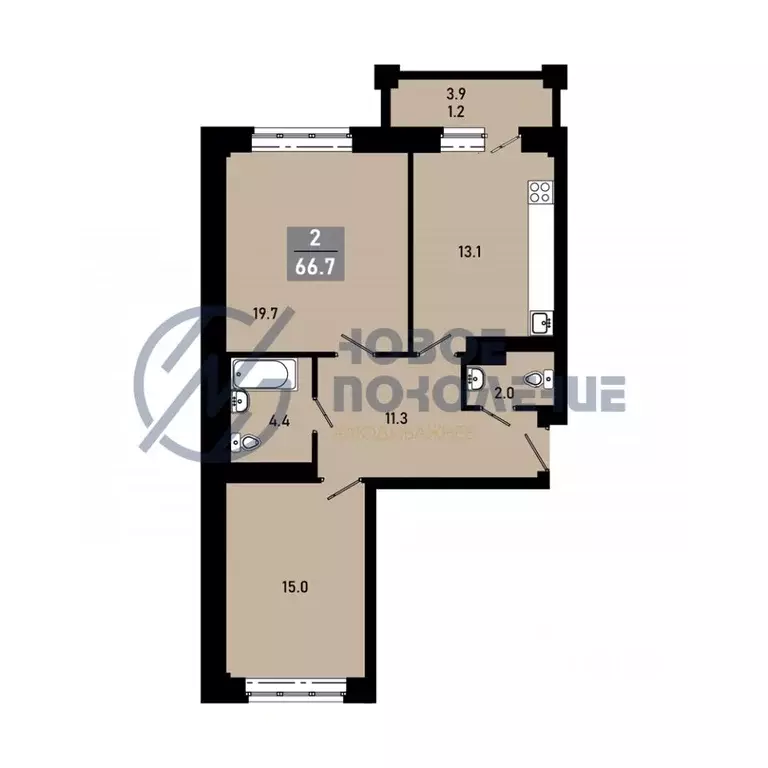 2-к кв. Омская область, Омск Гармония жилой комплекс (64.59 м) - Фото 1