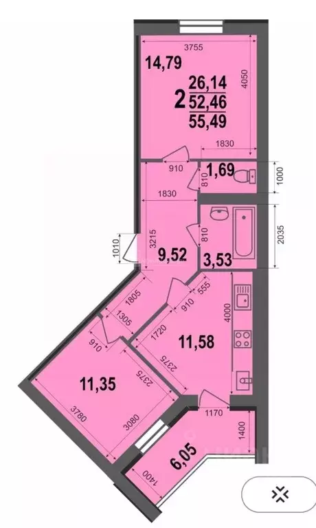 2-к кв. Владимирская область, Ковров ул. 9 Мая, 8 (55.49 м) - Фото 1