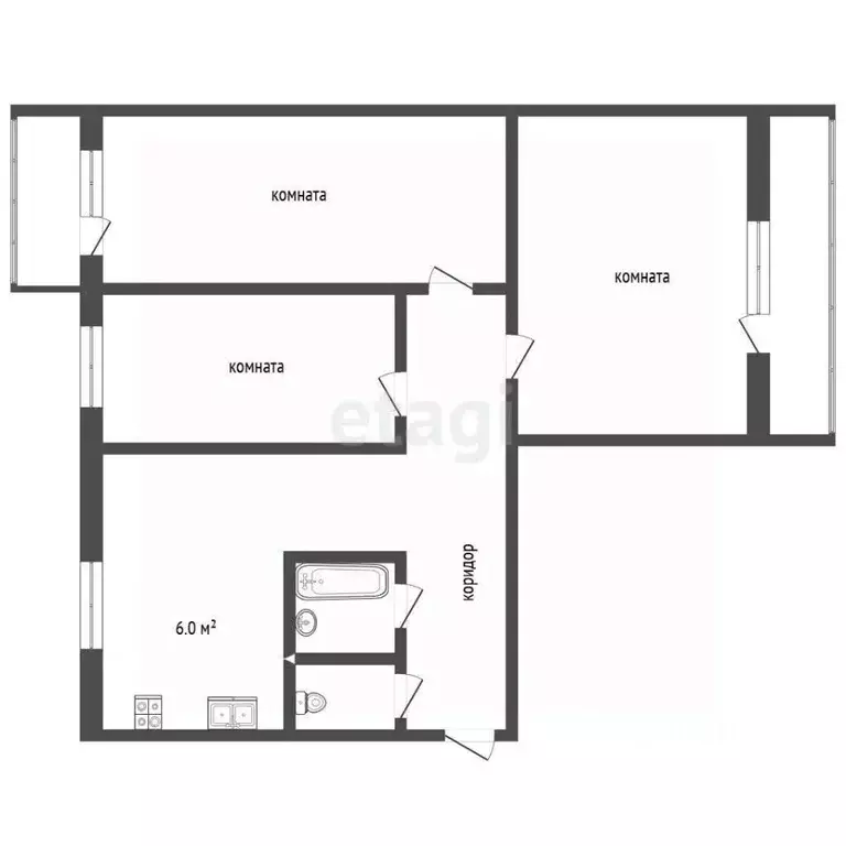 3-к кв. Московская область, Клин ул. Карла Маркса, 85 (59.3 м) - Фото 1