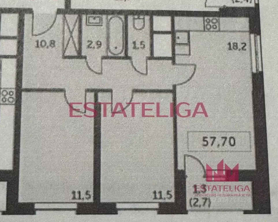 2-к кв. Московская область, Красногорск ул. Липовой Рощи, 4к1 (58.0 м) - Фото 2