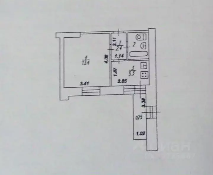 1-к кв. Рязанская область, Рязань ул. Бирюзова, 25 (24.3 м) - Фото 2