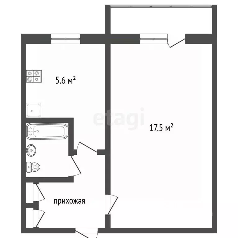 1-к кв. Архангельская область, Новодвинск Первомайская ул., 1 (31.3 м) - Фото 2