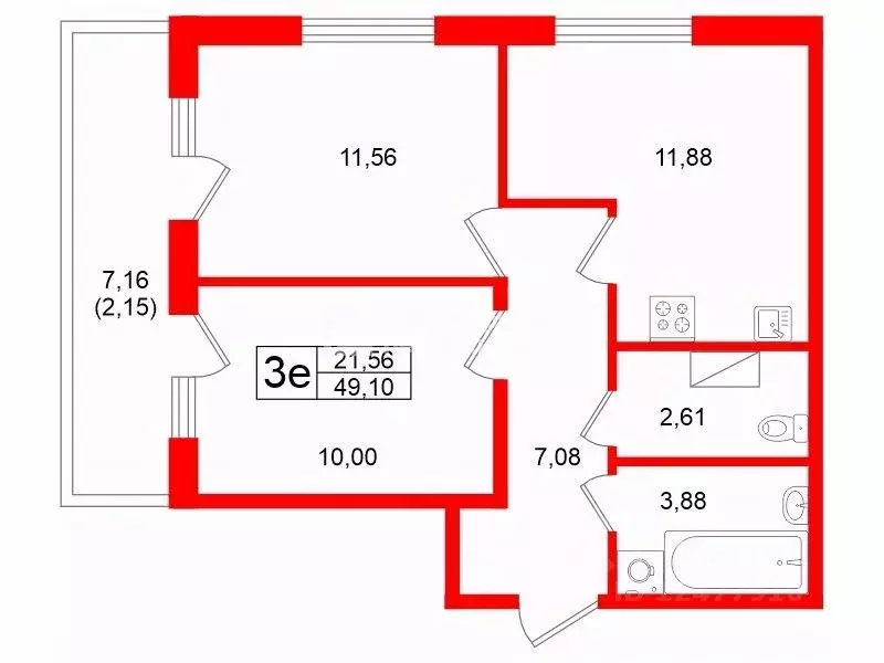 2-к кв. Ленинградская область, Мурино Всеволожский район, Оборонная ... - Фото 2