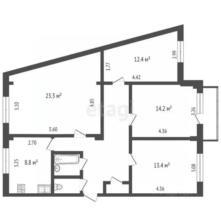 4-к кв. Калужская область, Калуга Турынино мкр, пер. Советский, 6 ... - Фото 2