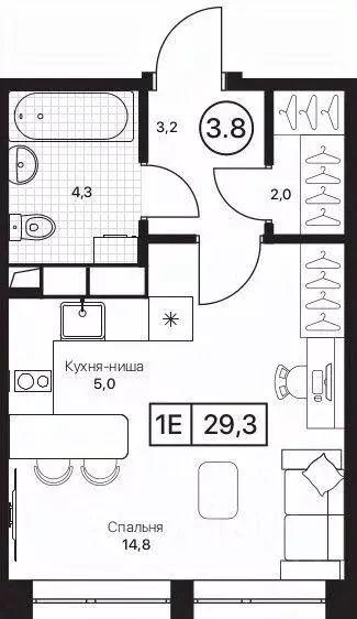 Квартира, студия, 29.3 м - Фото 1