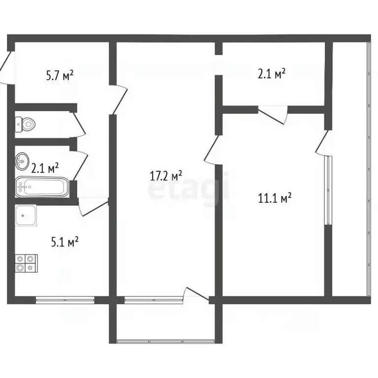 2-к кв. Севастополь просп. Генерала Острякова, 53 (41.4 м) - Фото 2