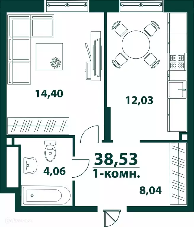 Продаётся 1-к квартира, 38.53 м - Фото 0