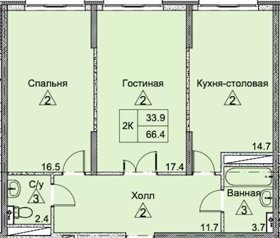 2-к кв. Калужская область, Балабаново Боровский район, Петровский ... - Фото 1