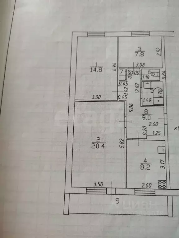 3-к кв. Татарстан, Зеленодольск ул. Комарова, 12А (64.1 м) - Фото 1