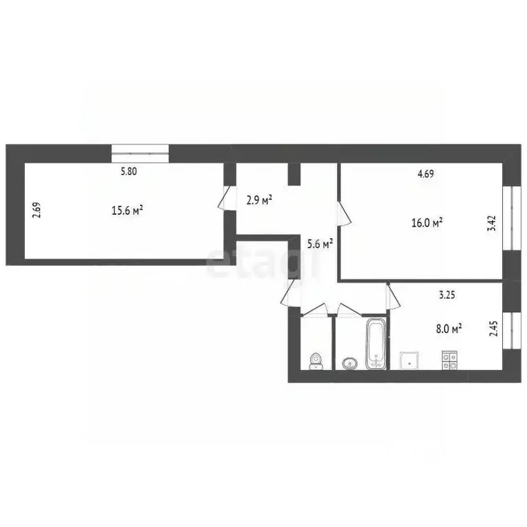 2-к кв. Архангельская область, Архангельск пос. Цигломень, ул. ... - Фото 1